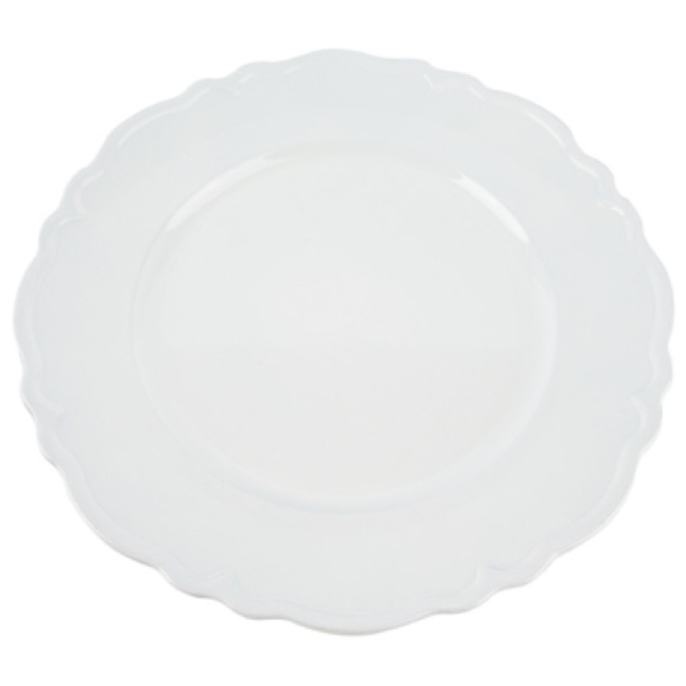 White scalloped chargers from Hobby Lobby (set of 45!)